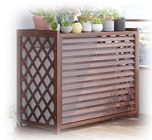 RTVGNSZSJL Madera Cubre Aire Acondicionado Exterior Cubierta De Aire Acondicionado Balcon Privacidad Funda para Aire Acondicionado Exterior Soporte Plantas(120x57x100cm/48x22x40in)