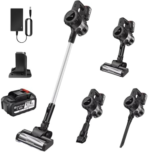 Cordless Vacuum Cleaner 3600W – 150KPa Powerful 6-in-1 Upright Stick Hoover, Lightweight Handheld Bagless Vac, HEPA Filter, 75 Min Runtime, 1L Capacity – Dark Grey