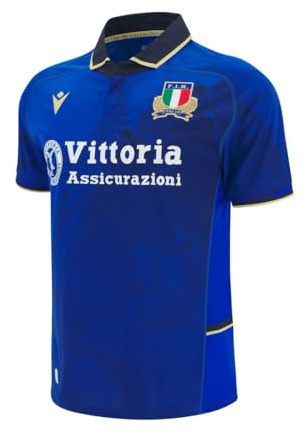 Macron Italy FIR 2025/26 Mens Home Rugby Shirt (UK, Alpha, M, Regular, Regular, Blue)