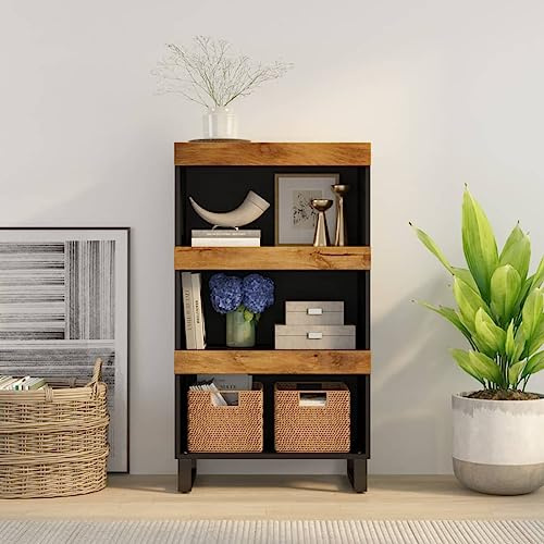 SKTQYQO Industrielle Anrichte aus massivem Mangoholz mit Eisenbeinen Großer Stauraum Stauraum und robuste Tischplatte für Wohnzimmer oder Schlafzimmer Moderne Möbel Langlebig