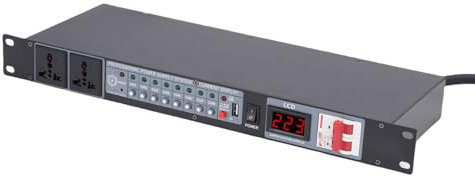 ASHATA 10 Kanal Power Sequencer Conditioner, Power Sequenz Controller mit Digitaler Spannungsanzeige, für Heimkino Bühnen DJ Setups, Verstärker Lautsprecher (EU)