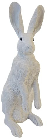 MACOSA AM88222 Osterhase XL Weiß 52 cm Polyresin Dekohase Hase Skulptur Oster-Deko Osterdekoration Figur Dekohase Dekofigur Ostern Dekoration Tischdeko