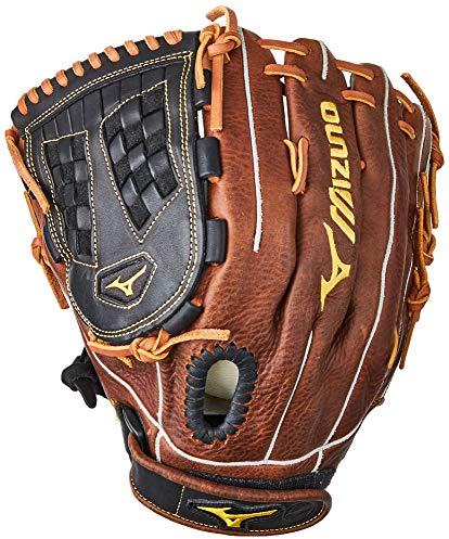 Mizuno Classic Fast Pitch Series GCF1250F2 Infield/Outfield/Pitcher Model Gloves, Black/Brown GCF1250F2-Guantes para Interior y Exterior, Color Negro y marrón, 12.5 Inches