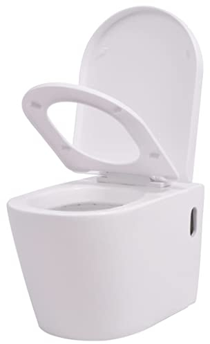 vidaXL Wand Hänge WC Keramik Softclose Sitz Absenkautomatik Weiß Toilette