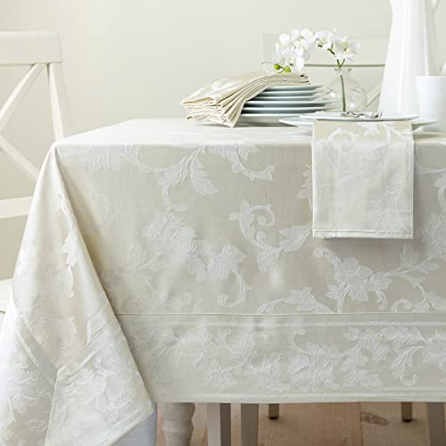 Benson Mills Harmony Scroll-Tischdecke aus gewebtem Damast-Stoff, für Alltag, Partys, besondere Anlässe, Hochzeiten und Urlaubstischdecke, 152,4 x 365,8 cm, rechteckig, Birke