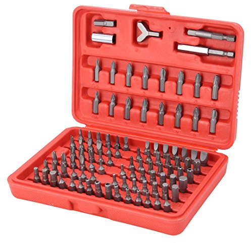 NUZAMAS 100 Pieces All Purpose Power Bit Set Includes Extension Hex Bar, Slotted, Crosspoint, Hex, Star, Tri Wing, Square, Spanner, Spline and Butterfly bits