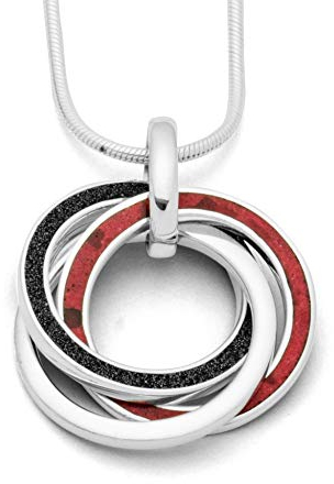 DUR Schmuck Damen Anhänger Erde und Feuer Koralle, Lavasand, Silber 925/- (P3180)