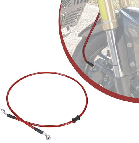 70cm Motorrad Bremsschlauch,Motorrad Stahlflex Bremsleitung Hydraulische Bremsleitung Vorne und Hinten für Pit Bike Dirt Bike Enduro Motocross ATV Quad-Rot