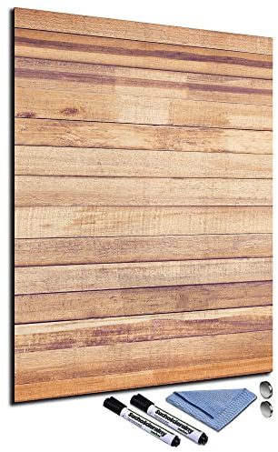 Glas-Magnettafel 60x80 Pinnwand mit Zubehör Whiteboard Küche Holz-Optik Braun Büro Office