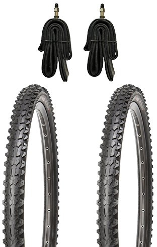 Kujo 2er Set MTB-Reifen 26x1.95, 53-559, mit Allroundprofil für Mountainbikes & ATB's, inkl. Schläuche mit Dunlopventilen