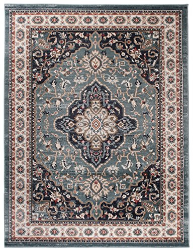 Carpeto Orientteppich Teppich Blau 60 x 100 cm Medaillon Klassisch Muster - Wohnzimmer Schlafzimmer Esszimmer