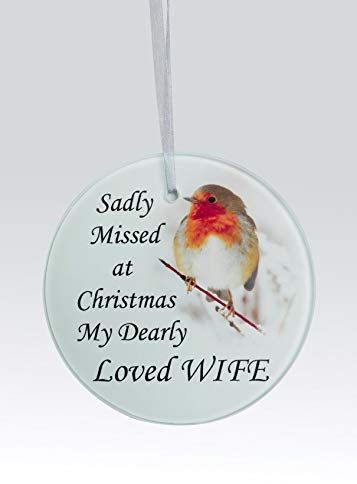 David Fischhoff Robin Christmas Tree Hanging Glass Memorial Ornament - Choice of Relative (Wife)