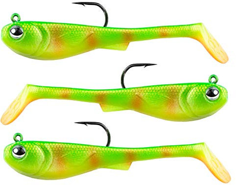 FISHN® GRUMPYbaby Gummifisch Set - Gewicht: 13g, Länge: 11cm - Extreme Schwimmaktion, Angelköder zum Hechtangeln, Softbait, Swimbait, hohe Fangkraft, Hecht (3 Stück) (GRUMPYbaby Green)