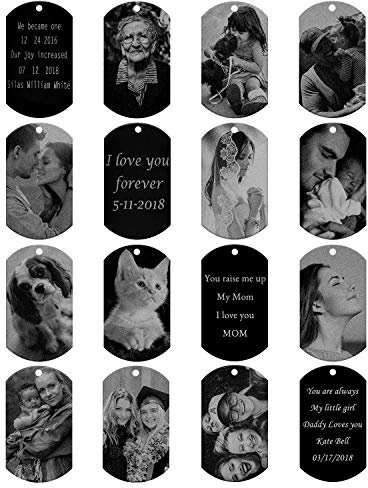 Jovivi Personalised Photo Necklace Custom Message Text Picture Engraved Stainless Steel Dog Tag Pendant ID Necklace for Men Women,Valentines