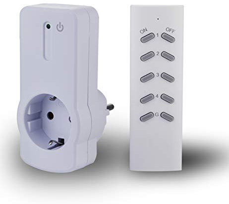 ZEYUN Presa con Telecomando(1 + 1), 3680 Watts, campo di rilevamento 30m, area interna con telecomando e blocco di sicurezza per bambini