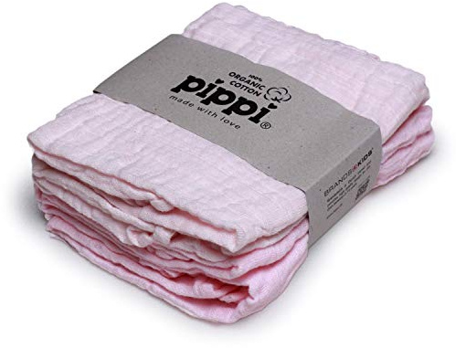 Pippi 2er-Set: Spucktücher aus 100% GOTS zertifizierter Baumwolle (Hellrosa)