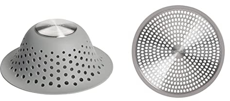 OXO Silicone Drain Protector, Grey, One Size & Good Grips Easy Clean Shower Stall Drain Protector - Stainless Steel & Silicone