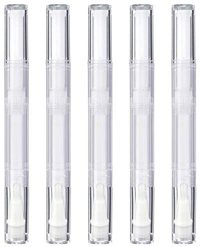 MOTYYA 3 ml Transparent Twist Pens, Empty Nail Oil Pen with Brush Tip, Cosmetic Lip Gloss Container Applicators Eyelash Growth Liquid Tube, White, 5X