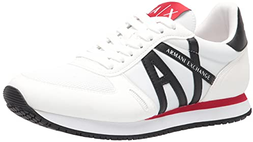 Armani Exchange A|X ARMANI EXCHANGE Herren Sneaker, Optisches Weiß + Schwarz, 41.5 EU