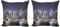 ABAKUHAUS New York Dekokissen Kissenbezug 2er Pack, Manhattan-Skyline nachts, Modern Accent Doppelseitiger Digitaldruck, 50x50, Orange Blau