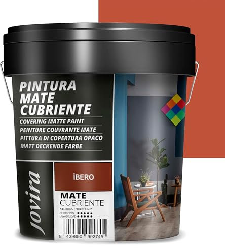 JOVIRA PINTURAS Pintura Mate Cubriente | 24 colores | Pintura interior-exterior con excelente poder cubriente. (4 Litros, Ibero)