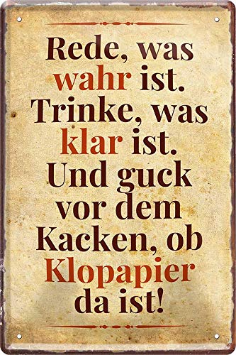 schilderkreis24 Blechschild 20x30cm – Humorvolle & praktische Wanddeko für Badezimmer, WC & Gäste-Toiletten (Rede, was wahr ist. Trinke, was klar ist)