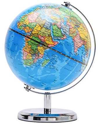 Exerz Schülerglobus 20cm - Englische Karte - Mini Globus Mit einem Metallfuß - Pädagogisch/Geografisch/Dekoration - Lehrmaterial Globen - Politische Karte - Durchmesser 20cm