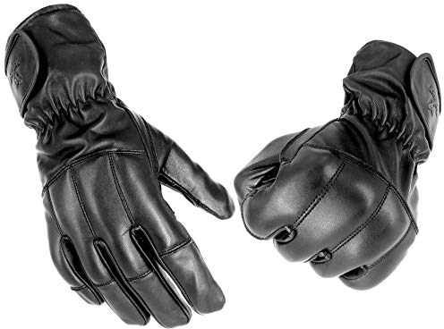 TacFirst SECURITY Quarzhandschuhe schnitthemmend Langversion H104 Echtleder, Lange Quarz-Sand Touchscreen Security Einsatzhandschuhe (Schwarz, M)