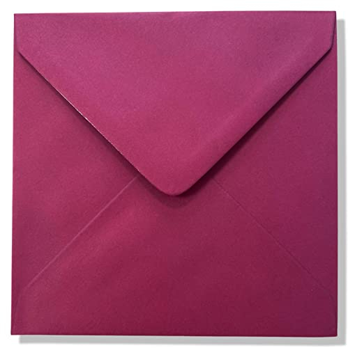 Luxus Quadratische Briefumschläge 14 x 14 cm 140 x 140 mm 110 GSM (Bordeaux Rot, 50)