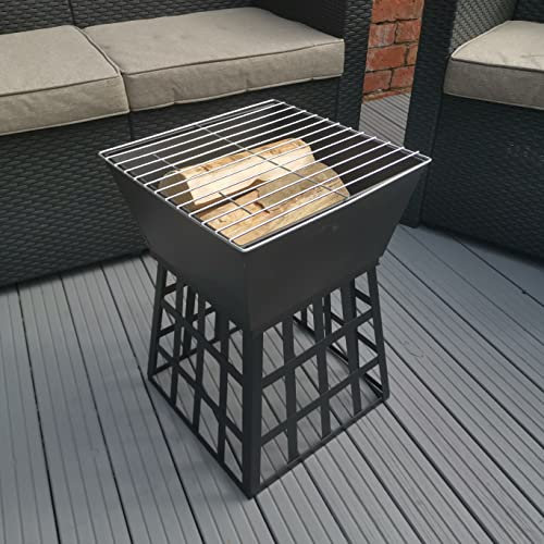 Samuel Alexander 33cm x 33cm Small Compact Outdoor Garden Square Fire Basket Pit/Heater/BBQ
