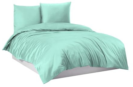 Mixibaby Bettwäsche Bettgarnitur Bettbezug 100% Baumwolle 135x200 155x220 200x220 200x200, Farbe:Mint, Größe:200 x 220 cm