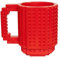 getDigital Brick Mug Bausteintasse Kaffeebecher - DIY Klemmbaustein Bauklötze Pixel Tasse - Rot, ohne Zubehör