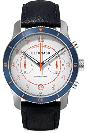 DeTomaso Venture Chronograph Limited Edition White Blue - Leather Dark Blue