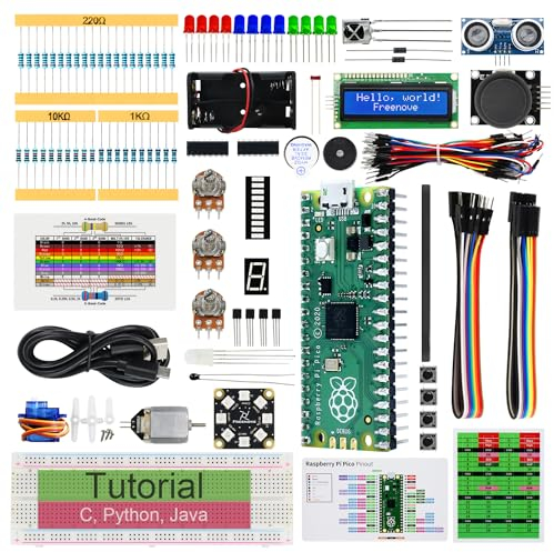 Freenove Super Starter Kit for Raspberry Pi Pico (Included), Dual-core Arm Cortex-M0+ Microcontroller, 588-Page Detailed Tutorial, 177 Items, 94 Projects, Python C Java Code