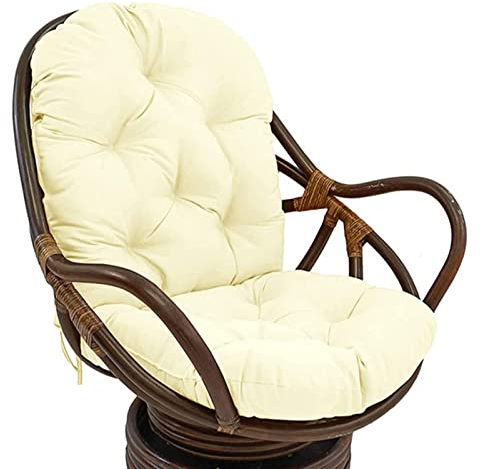 EATAN Coussin de Rechange pivotant en sergé Doux et épais pour Chaise inclinable en rotin - Dimensions : 120 x 60 cm - Couleur : Beige et Blanc