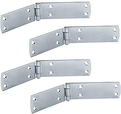 Gedotec schweres Türscharnier - Aufschraubband | 4 Stück - Ladenbänder aus Stahl | 140 x 35 mm | Türband blau verzinkt | Scharniere Tür Materialstärke 2 mm | Einbohrband Metall zum Schrauben