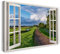 Printistico Bilder Fensterblick 120x80cm Baumwoll-Leinwand auf Keilrahmen mit Aufhänger moderner Kunstdruck XXL Wandbilder Wand-Dekoration Landschaft Straße Natur Sommer Wolken - Natur-Fotografie
