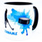 Eishockey Tasse mit Namen personalisiert Ice Hockey Eishockeyspieler Becher Geschenk Deko Geschenkideen Fanartikel Zubehör Ausrüstung Equipment Mann Frau Kinder Erwachsene Trainer Keramik 330 ml