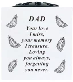 David Fischhoff Graveside Memorial White & Black Rose Bowl with Feathers - Dad