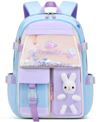 Myyunhx Rucksack für Mädchen - Treibsand Kühlschranktür Kawaii Schultasche für Schulkinder und Jugendliche (Blau)