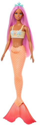 Barbie Poupées Sirènes avec Cheveux Fantaisie et Serre-tête, Jouets sirènes avec Bustiers inspirés de Coquillages et nageoires colorées, HRR05