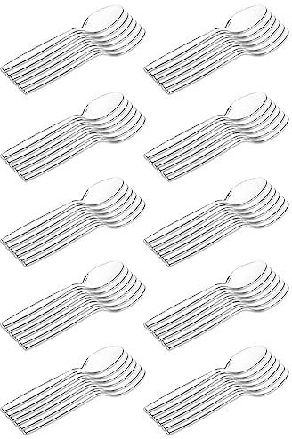 Acan Tradineur - 10 Paquetes de 12 cucharas de plástico - Material Reutilizable y reciclable - Longitud de 17,5 cm - Transparente - Total 120 Uds