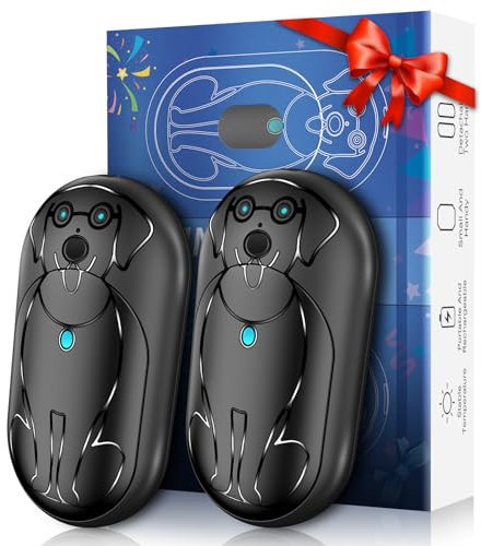 2 Pack Hot Hand Warmers Rechargeable: Reusable Mini Pocket Handwarmers with 20 Hours Heat - 2 in 1 Portable USB Electric Hands Warmer - Winter Warm Gifts for Camping Hunting Outdoor Sports - Black