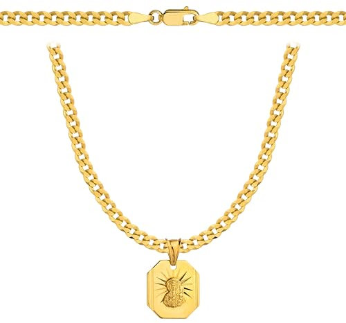 Amor Luxury Goldkette Herren 585, Kette Herren 925/585 - Königskette - Herren Schmuck, goldene Herrenkette mit Medaillon 45 cm - Geschenk Freund, Herren Geschenke Geburtstag - Halskette Herren
