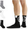 von Jungfeld 6er Set Schwarze Tennissocken Damen & Herren in Gr. 35-38 - Lange Socken (Crew Socks) aus Bio-Baumwolle - Strümpfe mit Smiley Statement