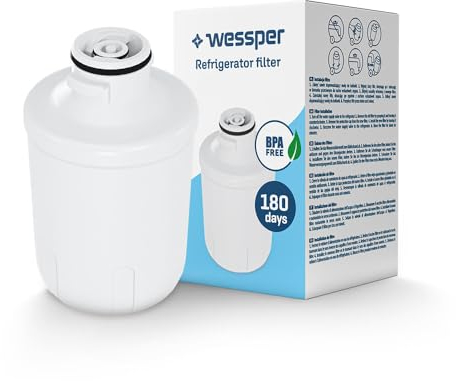 Wessper Wasserfilter Kühlschrank Ersatz für C00300448 Hotpoint, Indeist, Caple, Schnellanschluss-Filter | Entfernt Chlor Sowie Schädliche und Unerwünschte Stoffe - Weiß