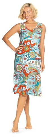 Ascafa Damen Kleid Strand Freizeit 2417109 ohne Arm Knielang Farbe: Bunt Viskose/Elasthan Gr. 46
