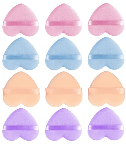 LuLiyLdJ Make Up Sponge, Make Up Schwämmchen, Dreieck Makeup Puderquaste, Gesicht Schwämmchen Powder Puff, Waschbar Wiederverwendbar Makeup Sponge, Nass Trocken Make up Werkzeug, 12 Stück