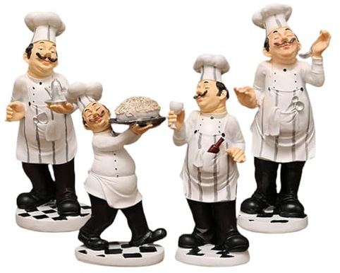 Jomewory Chef-Dekoration Für Die Küche, Chef-Figuren Für Die Küche | Koch-Chef-Arbeitsplatte Figur | Chet-Statuen, Küchendekoration, Schreibtisch Ornament, Sammlerfiguren, Küchen