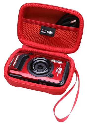 LTGEM Case Compatible with OM SYSTEM Tough TG-7 / Olympus Tough TG-6 Underwater Camera, Red